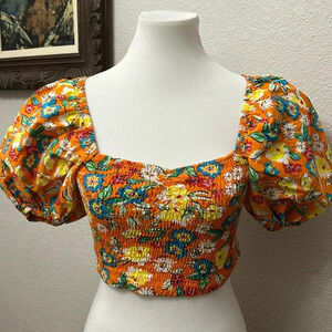 Zara Floral Smocked Top